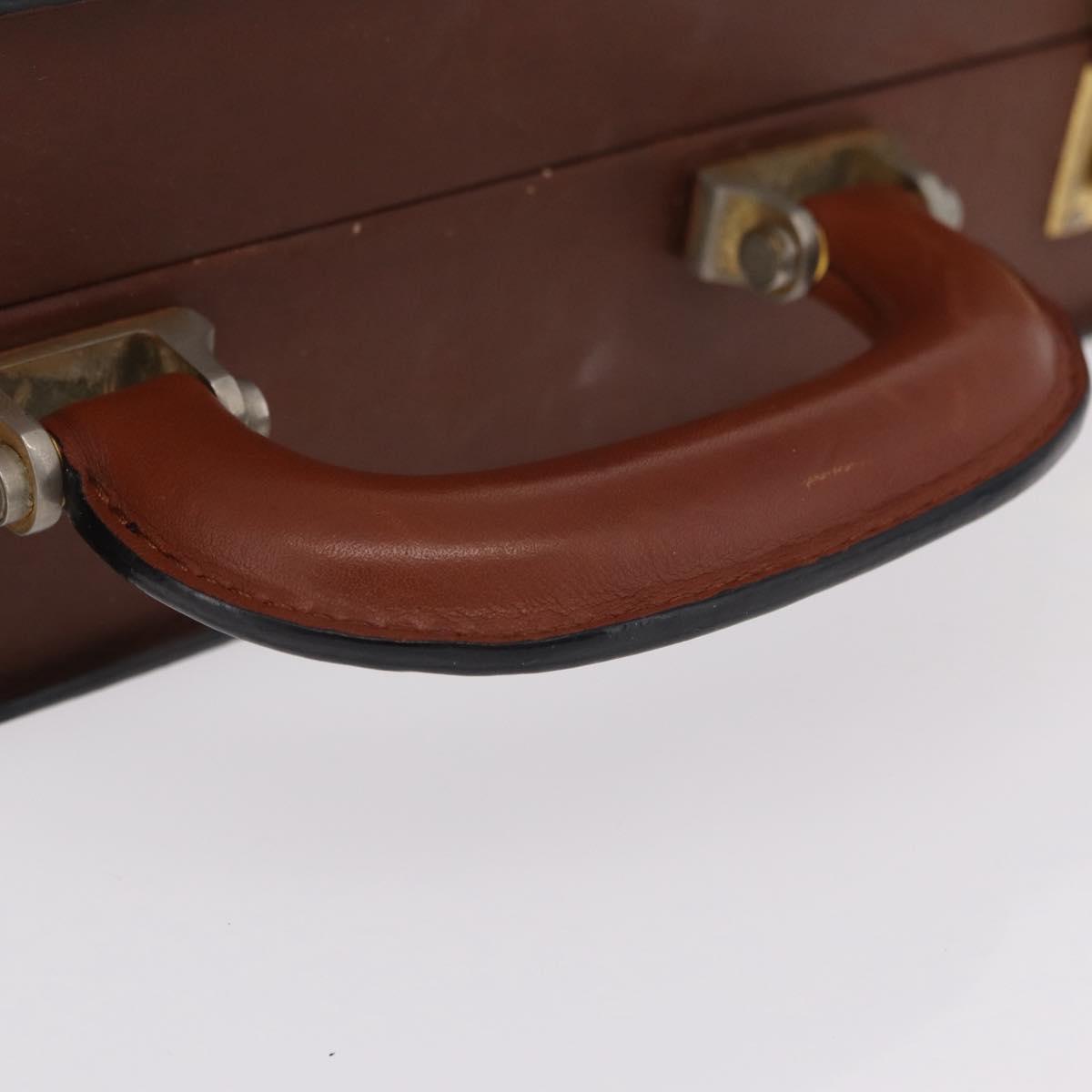 LOEWE Anagram Attache case Hand Bag Leather Black Gold Auth bs28297