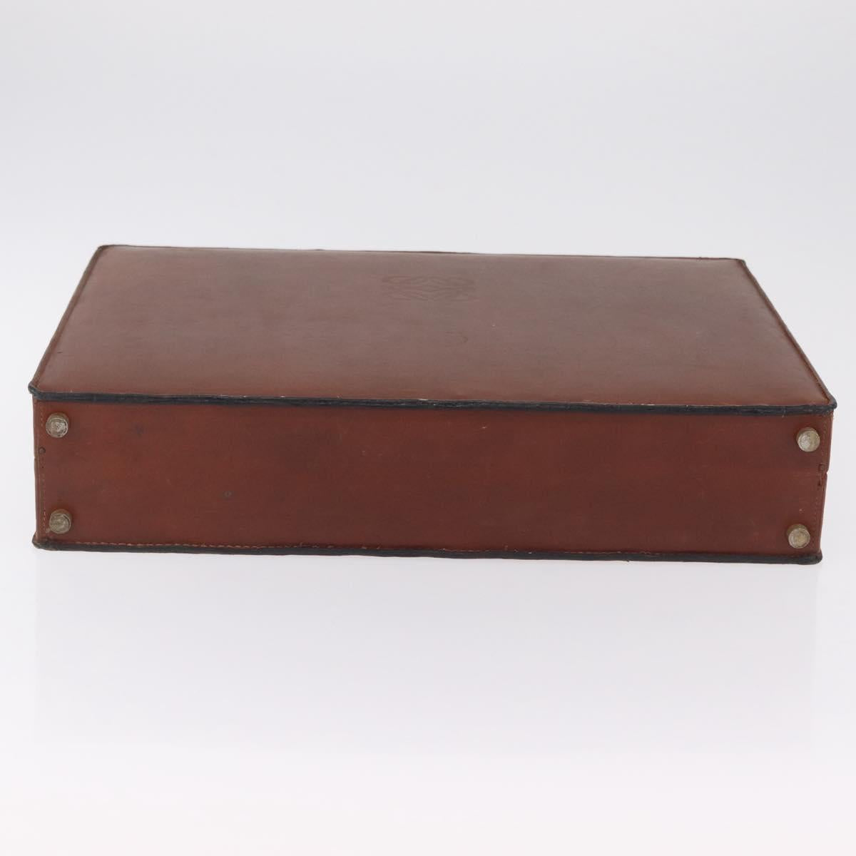 LOEWE Anagram Attache case Hand Bag Leather Black Gold Auth bs28297