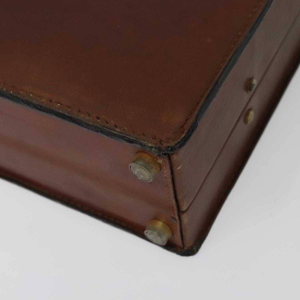 LOEWE Anagram Attache case Hand Bag Leather Black Gold Auth bs28297