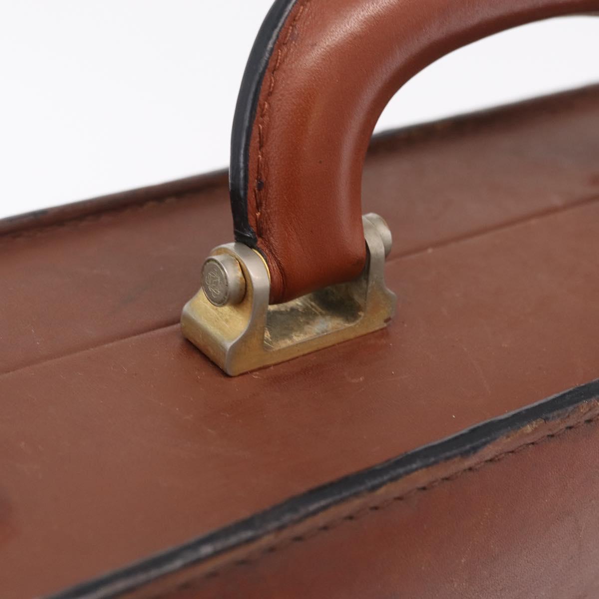 LOEWE Anagram Attache case Hand Bag Leather Black Gold Auth bs28297