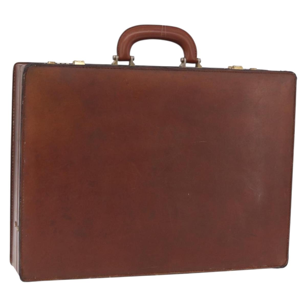 LOEWE Anagram Attache case Hand Bag Leather Black Gold Auth bs28297