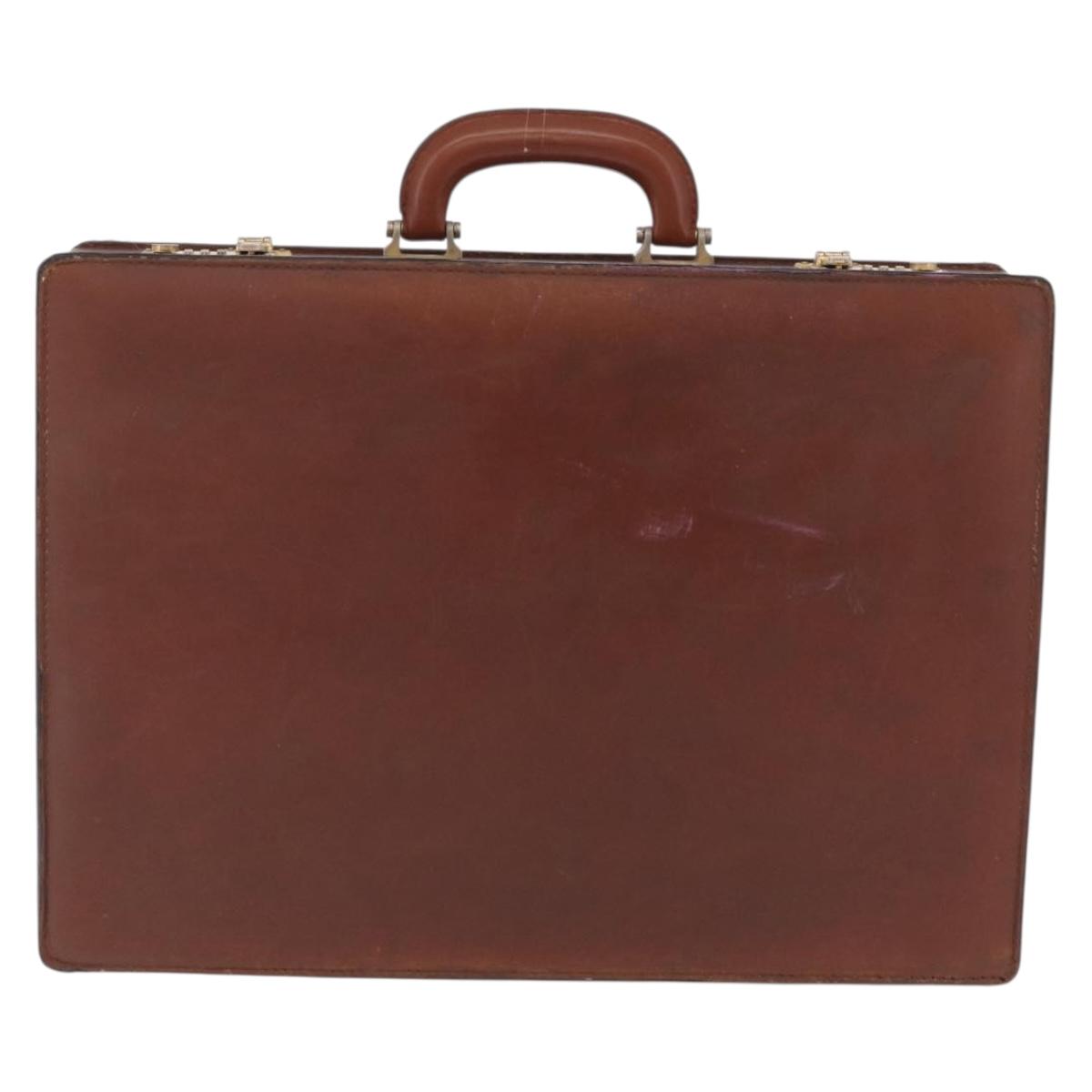 LOEWE Anagram Attache case Hand Bag Leather Black Gold Auth bs28297