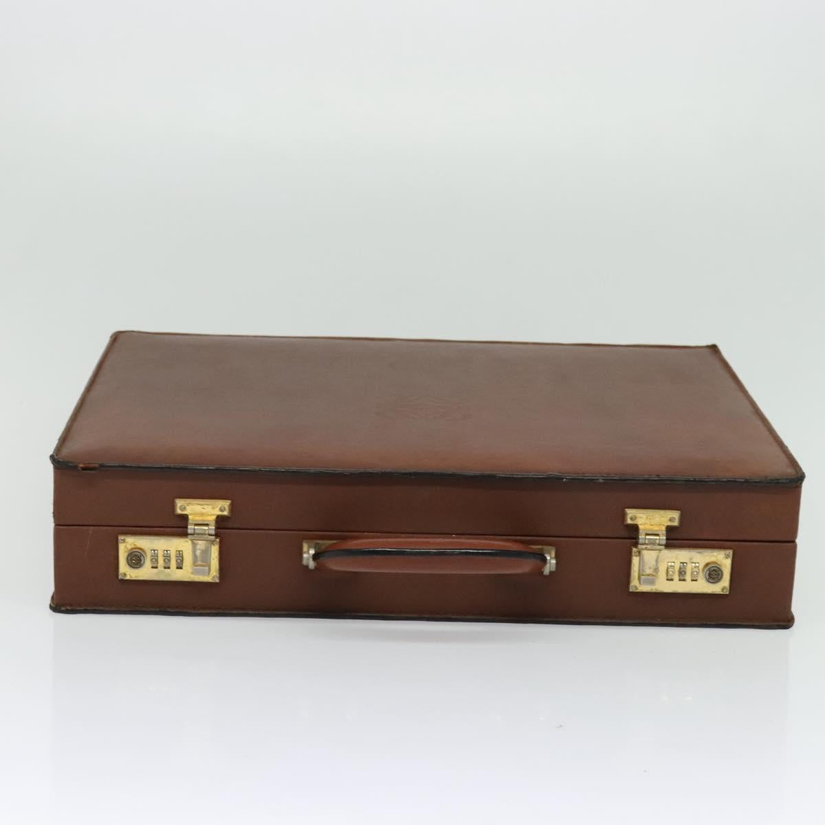 LOEWE Anagram Attache case Hand Bag Leather Black Gold Auth bs28297