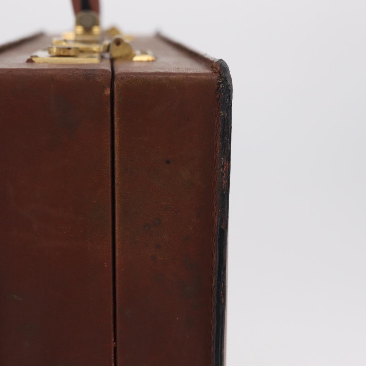 LOEWE Anagram Attache case Hand Bag Leather Black Gold Auth bs28297