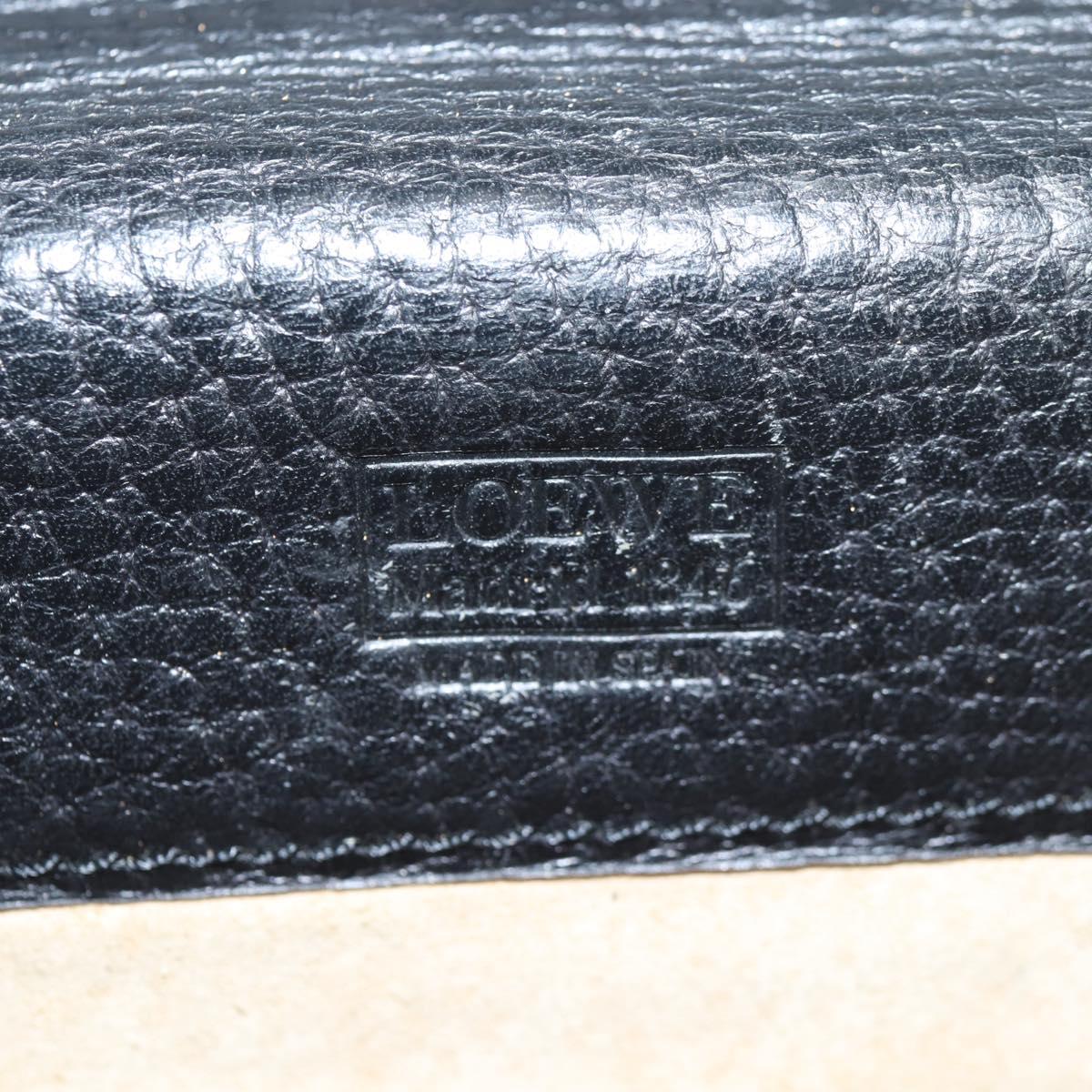 LOEWE Anagram Business Bag Leather Black Gold Auth bs28298