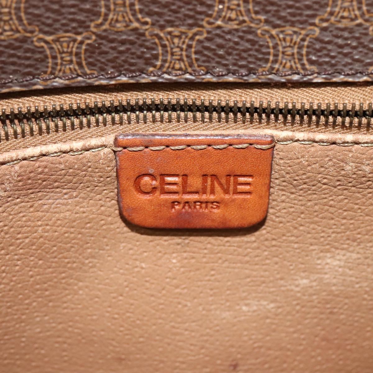 CELINE Macadam Canvas Shoulder Bag PVC Leather Brown Gold Auth bs28301