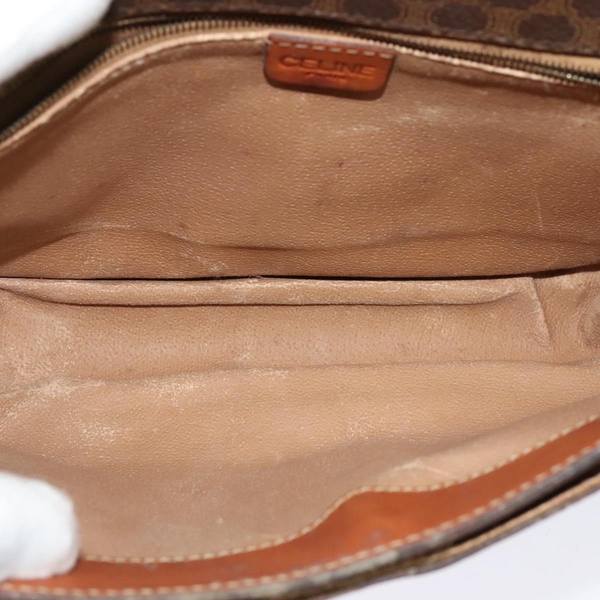 CELINE Macadam Canvas Shoulder Bag PVC Leather Brown Gold Auth bs28301