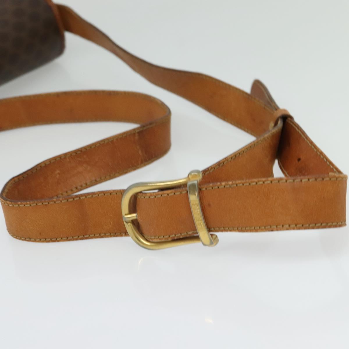 CELINE Macadam Canvas Shoulder Bag PVC Leather Brown Gold Auth bs28301