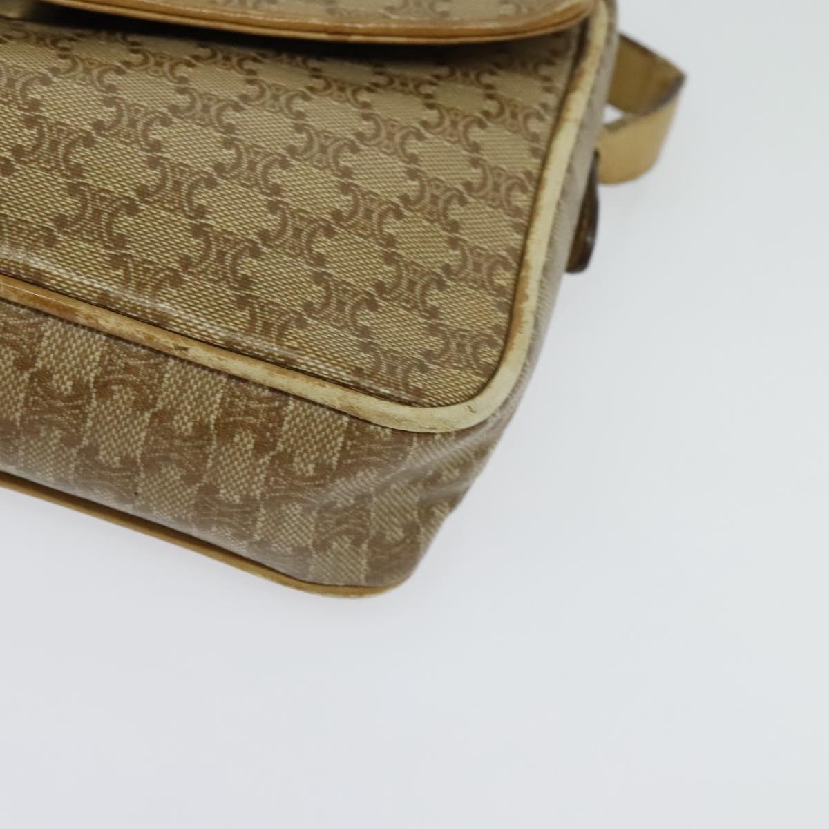CELINE Macadam Canvas Shoulder Bag PVC Beige Gold Auth bs28302