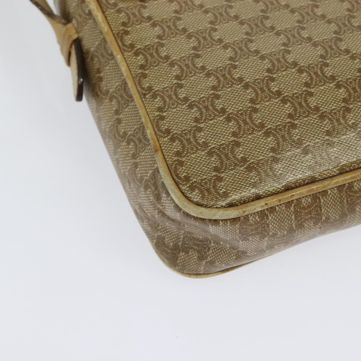 CELINE Macadam Canvas Shoulder Bag PVC Beige Gold Auth bs28302
