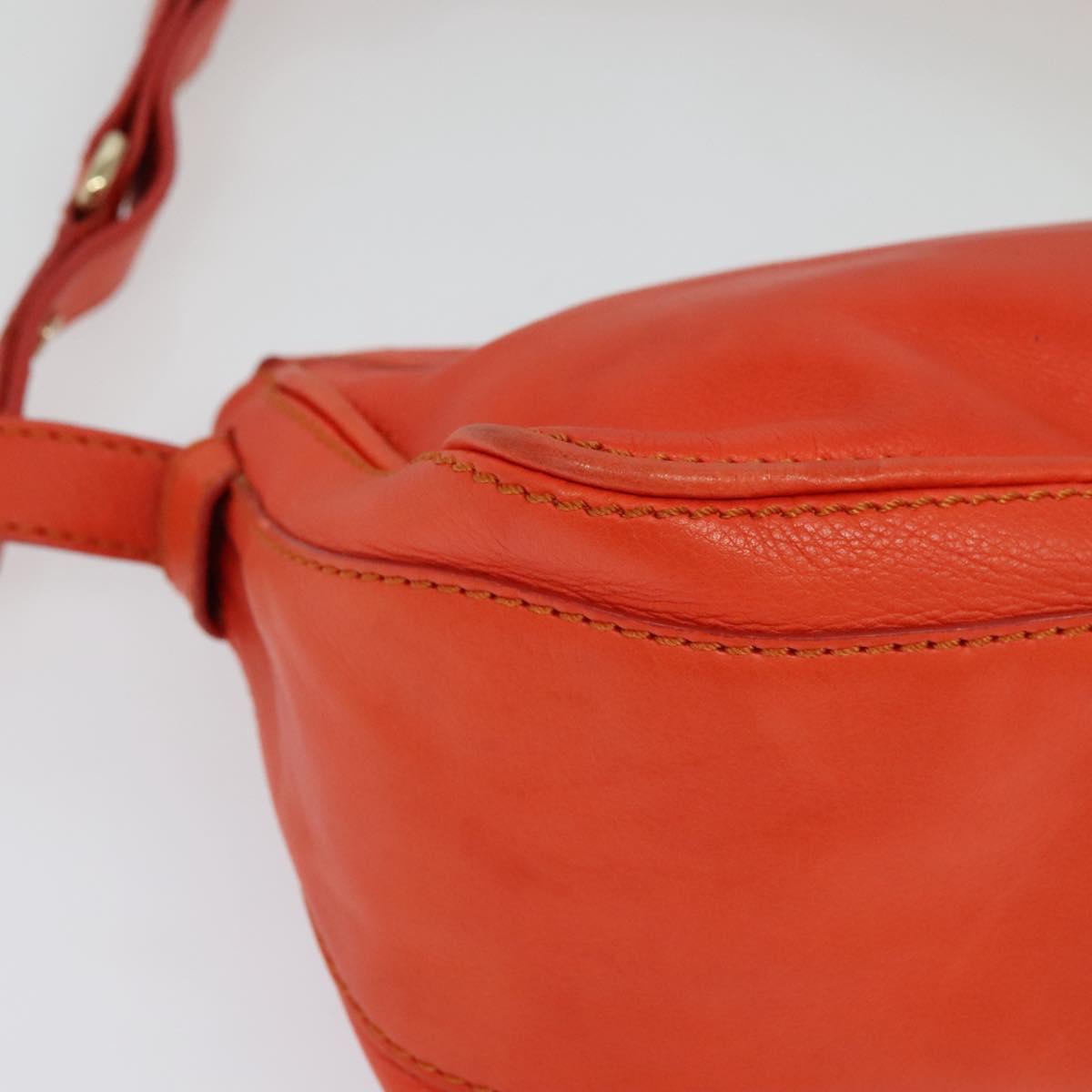 CELINE Shoulder Bag Leather Orange Gold Auth bs28303