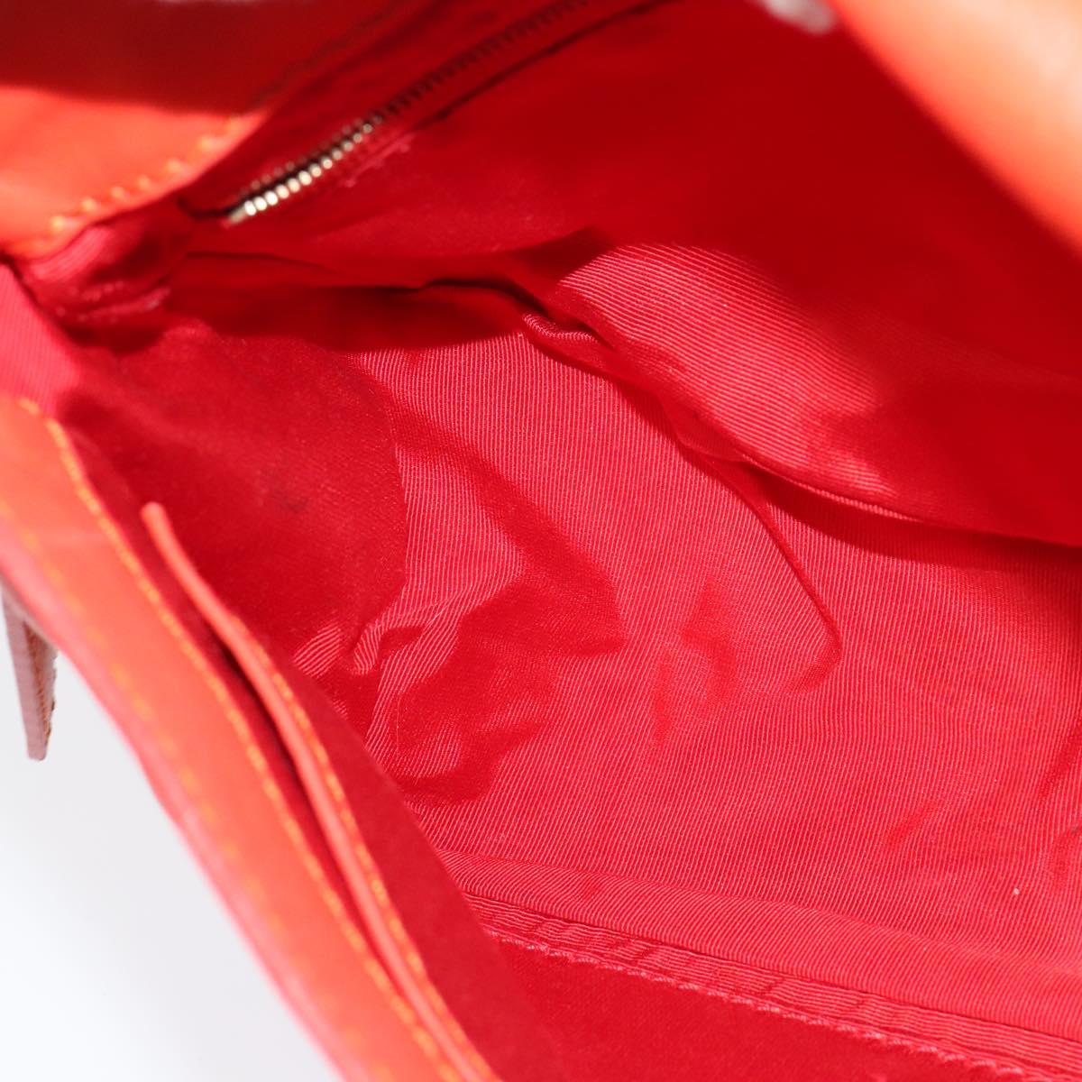 CELINE Shoulder Bag Leather Orange Gold Auth bs28303