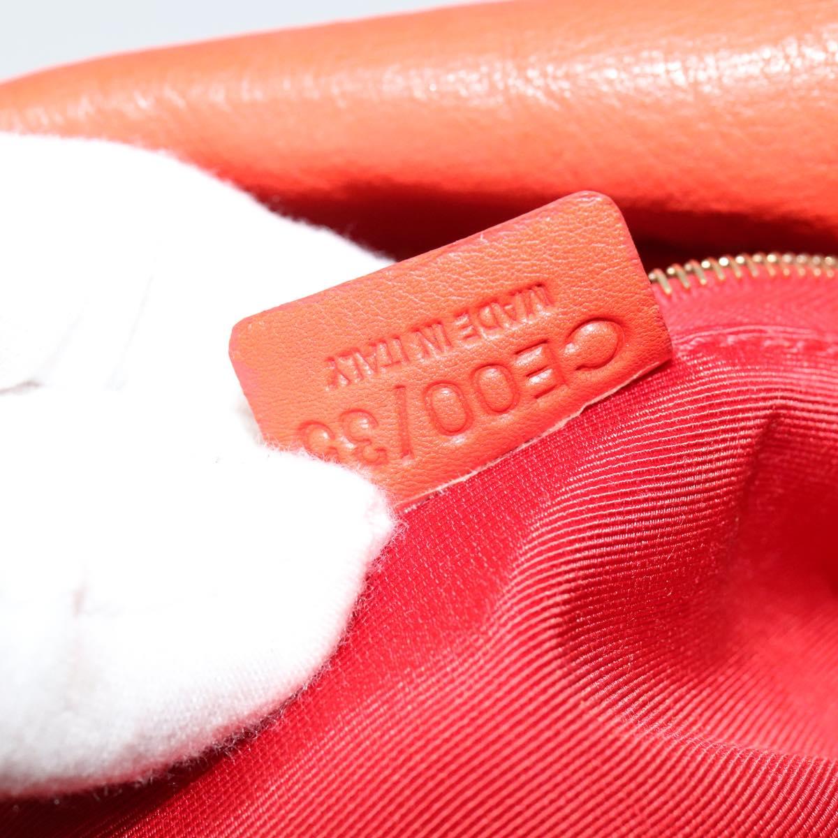 CELINE Shoulder Bag Leather Orange Gold Auth bs28303