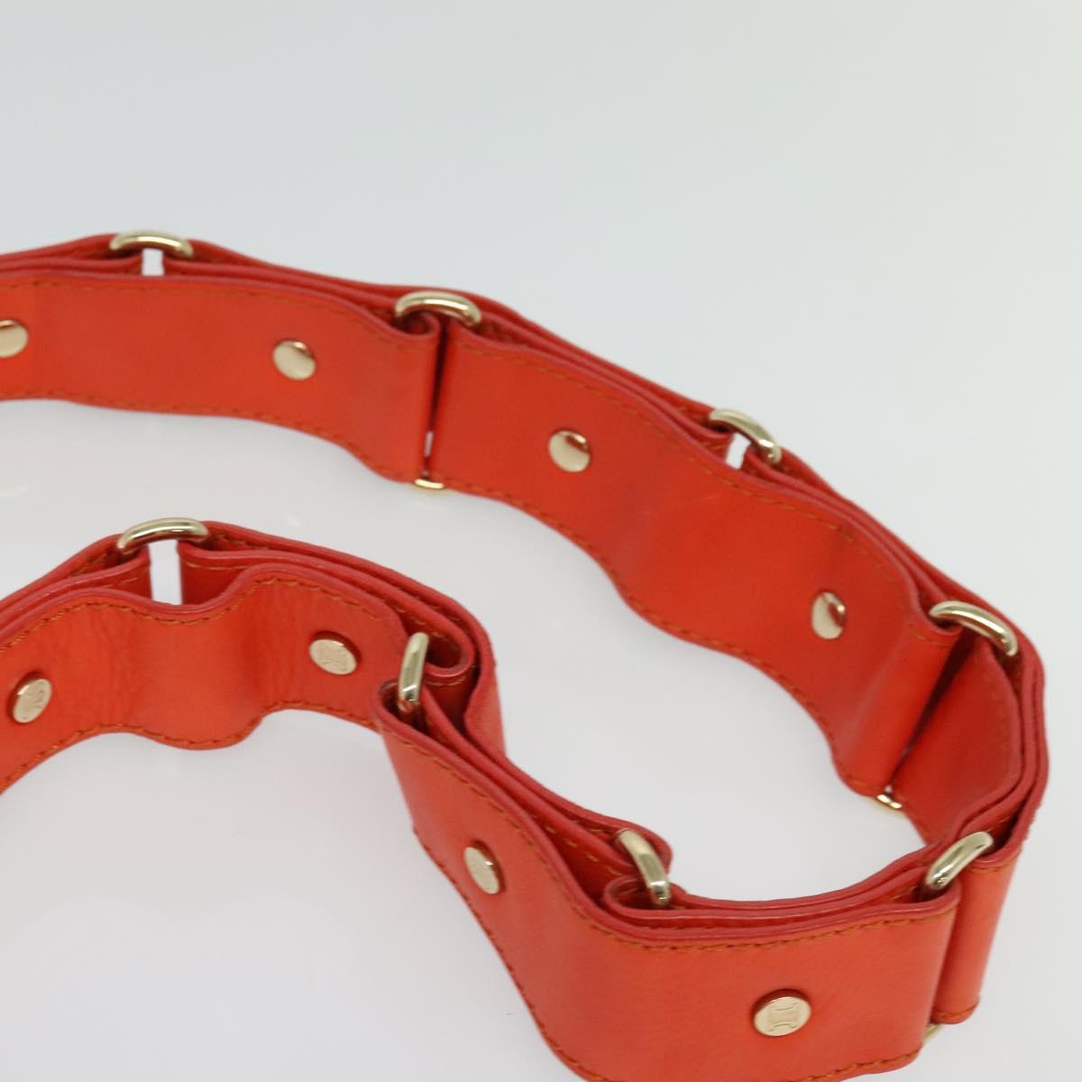 CELINE Shoulder Bag Leather Orange Gold Auth bs28303