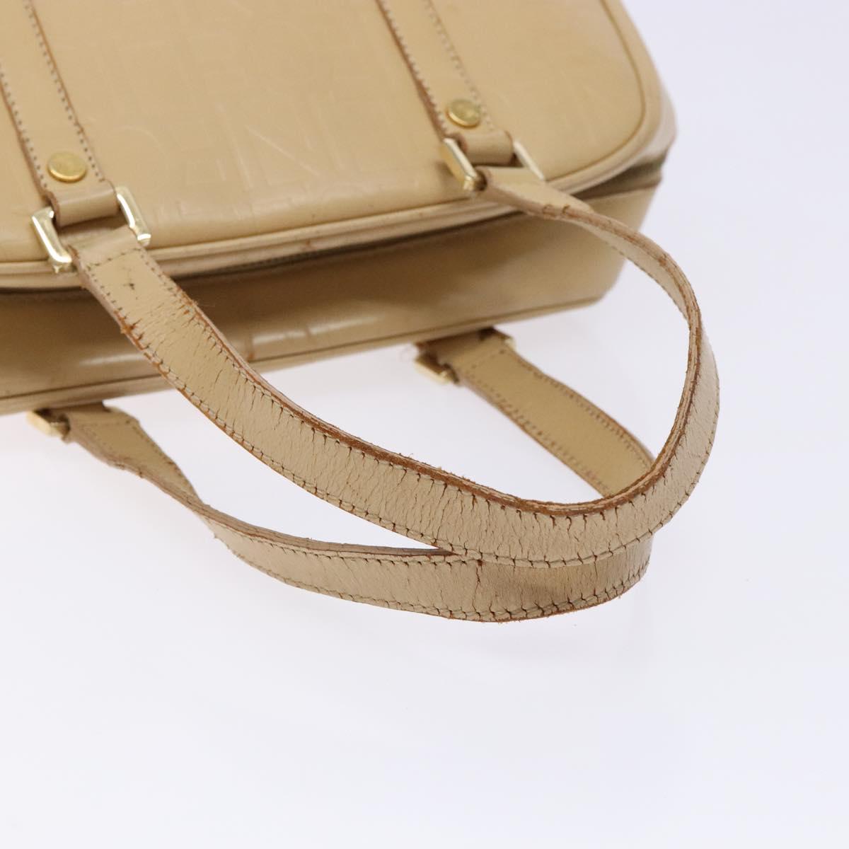 CELINE Hand Bag Leather Beige Gold Auth bs28305