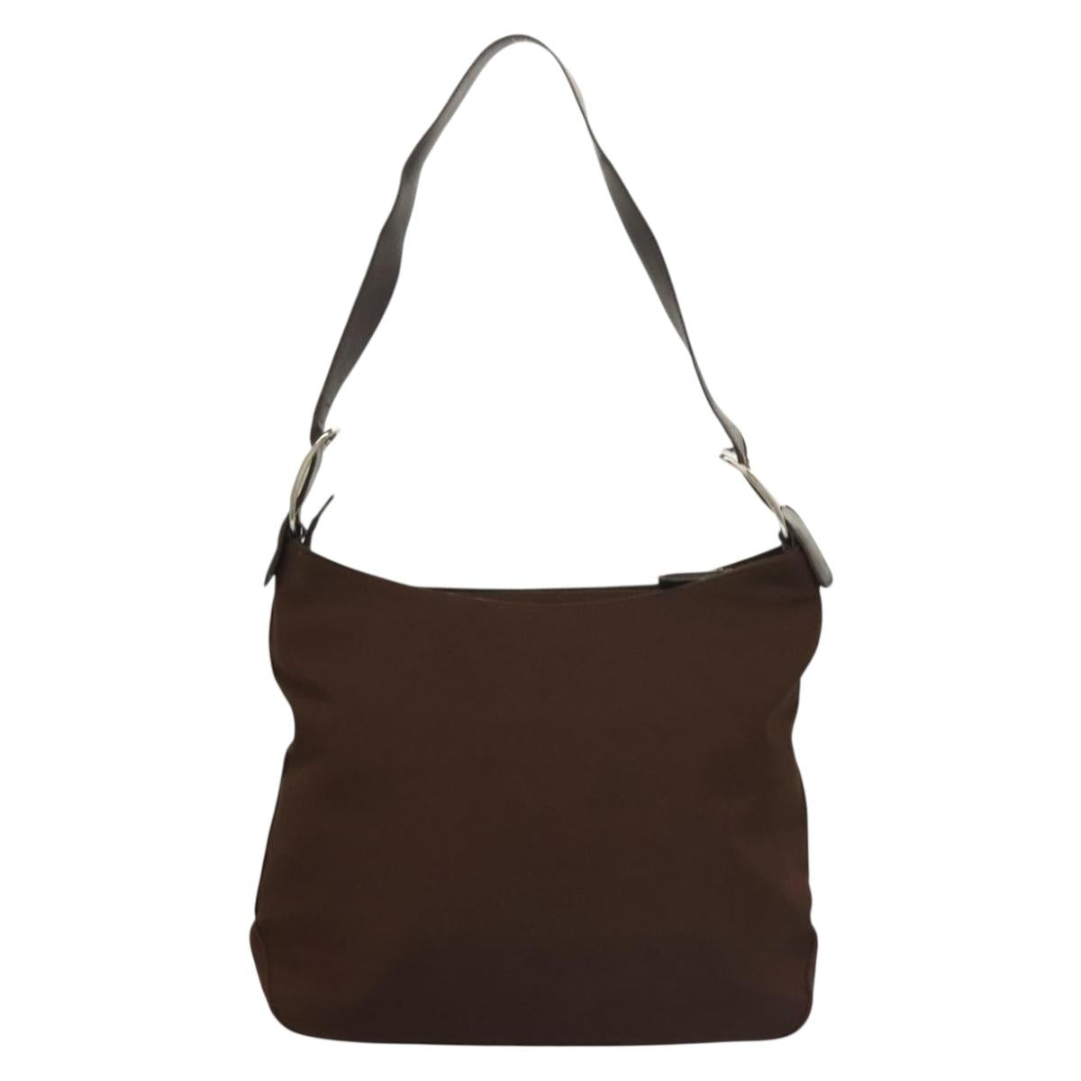 Salvatore Ferragamo Vala Shoulder Bag Canvas Brown Silver Auth bs28308