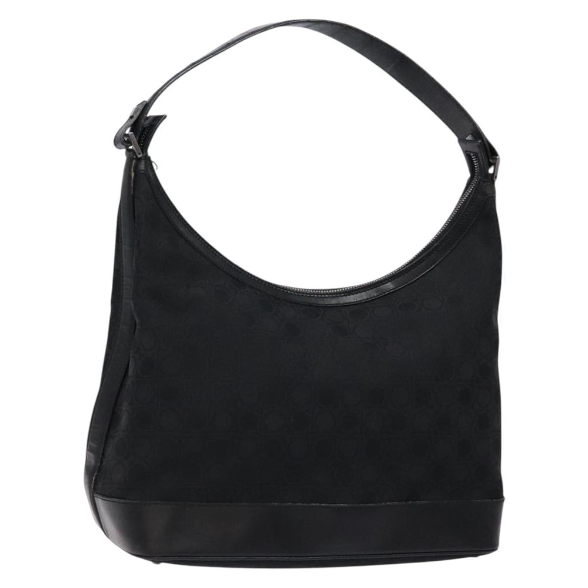 Salvatore Ferragamo Shoulder Bag Canvas Brown Silver Auth bs28312