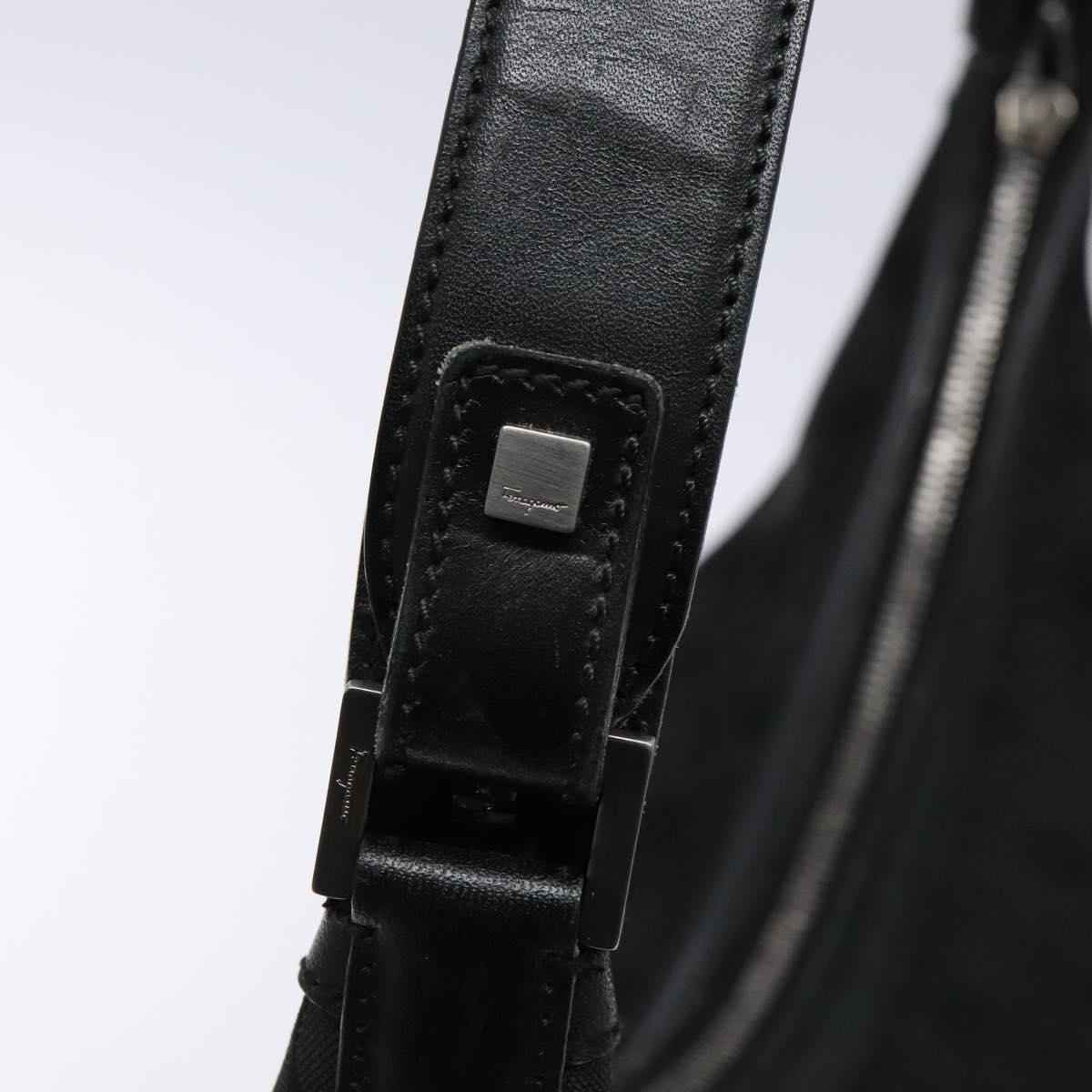 Salvatore Ferragamo Shoulder Bag Canvas Brown Silver Auth bs28312