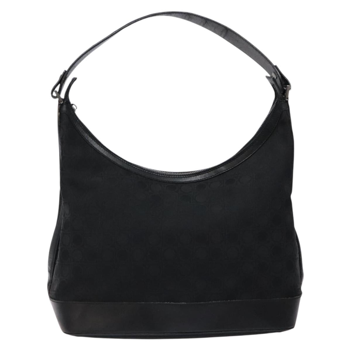 Salvatore Ferragamo Shoulder Bag Canvas Brown Silver Auth bs28312