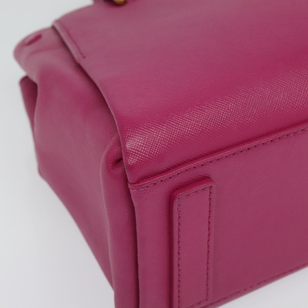 MCM Hand Bag Leather Pink Gold Auth bs28316