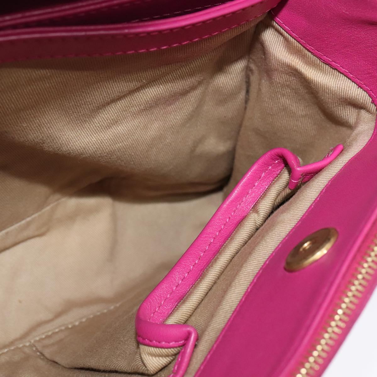 MCM Hand Bag Leather Pink Gold Auth bs28316