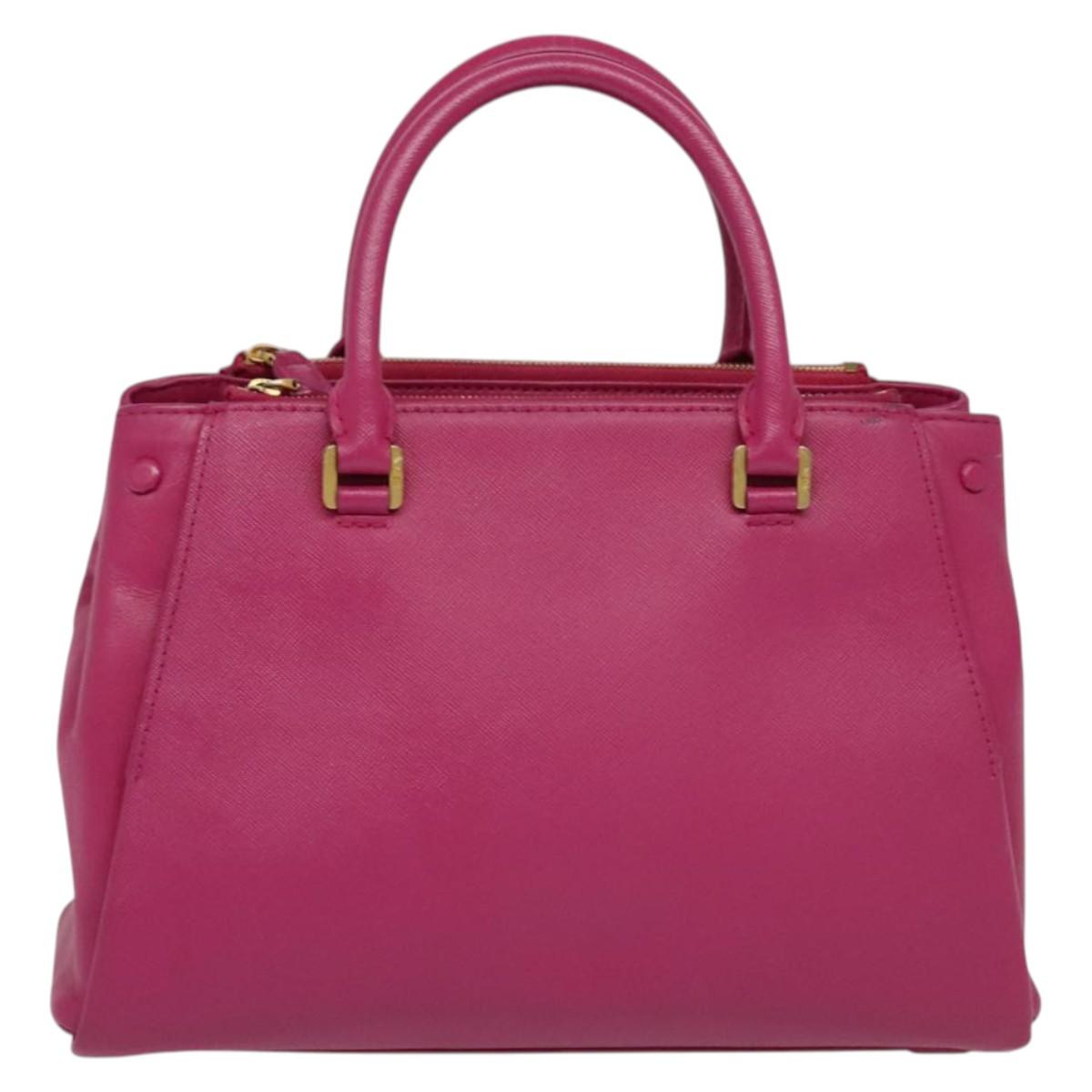 MCM Hand Bag Leather Pink Gold Auth bs28316