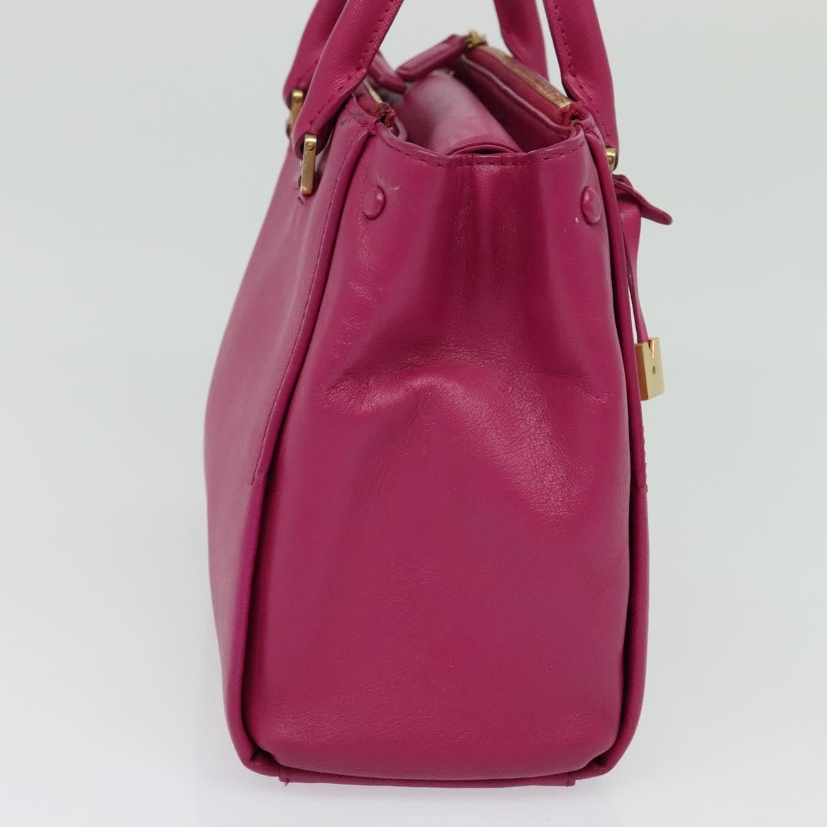 MCM Hand Bag Leather Pink Gold Auth bs28316