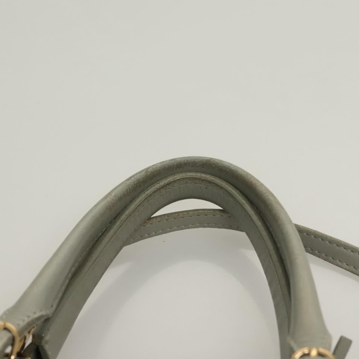 BALENCIAGA Hand Bag Leather 2way Gray Gold Auth bs28318