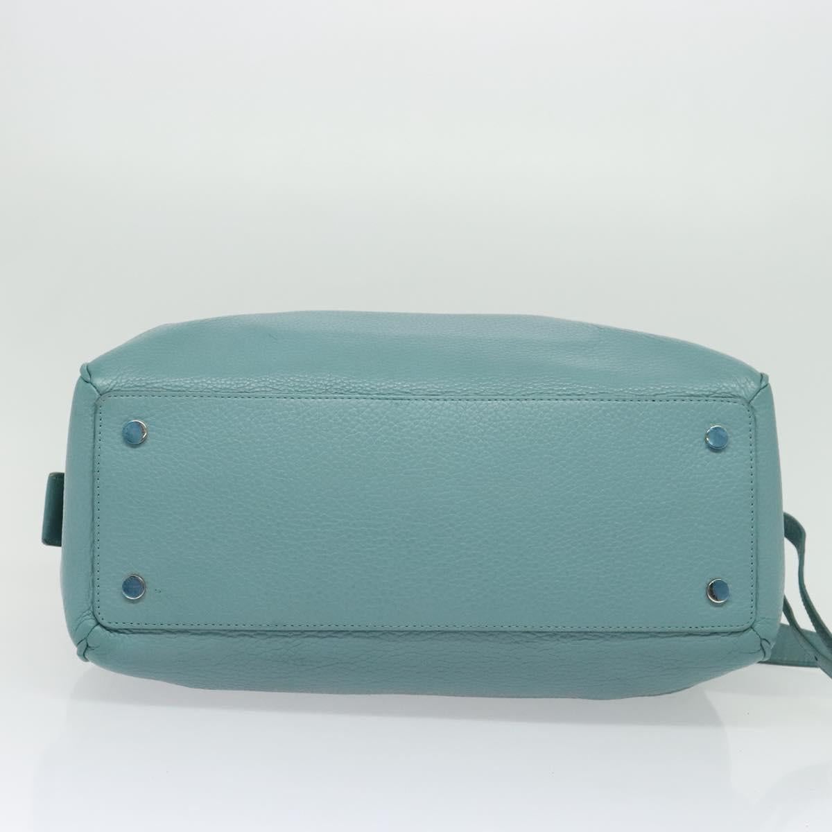 BALENCIAGA Hand Bag Leather 2way Blue Silver Auth bs28319
