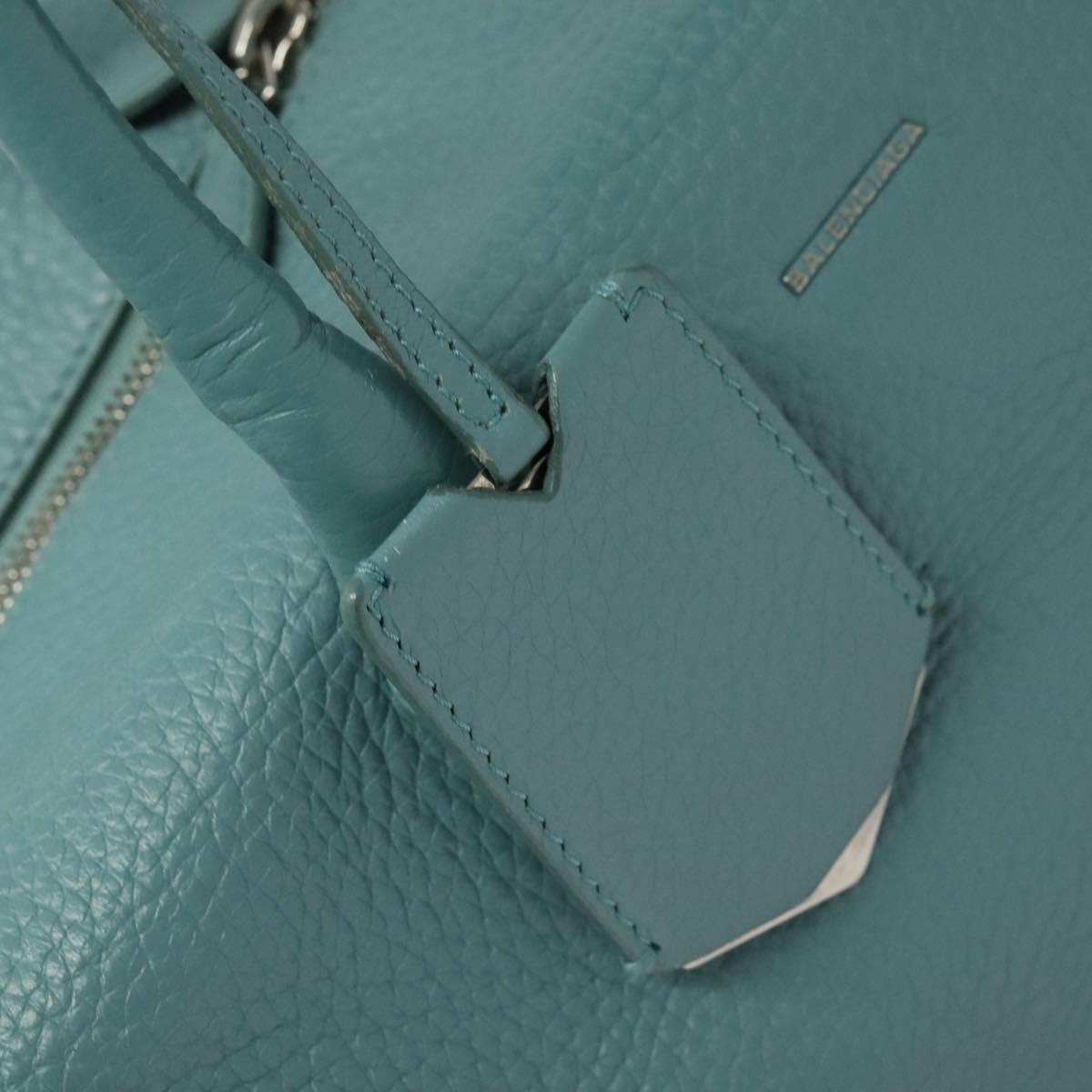 BALENCIAGA Hand Bag Leather 2way Blue Silver Auth bs28319