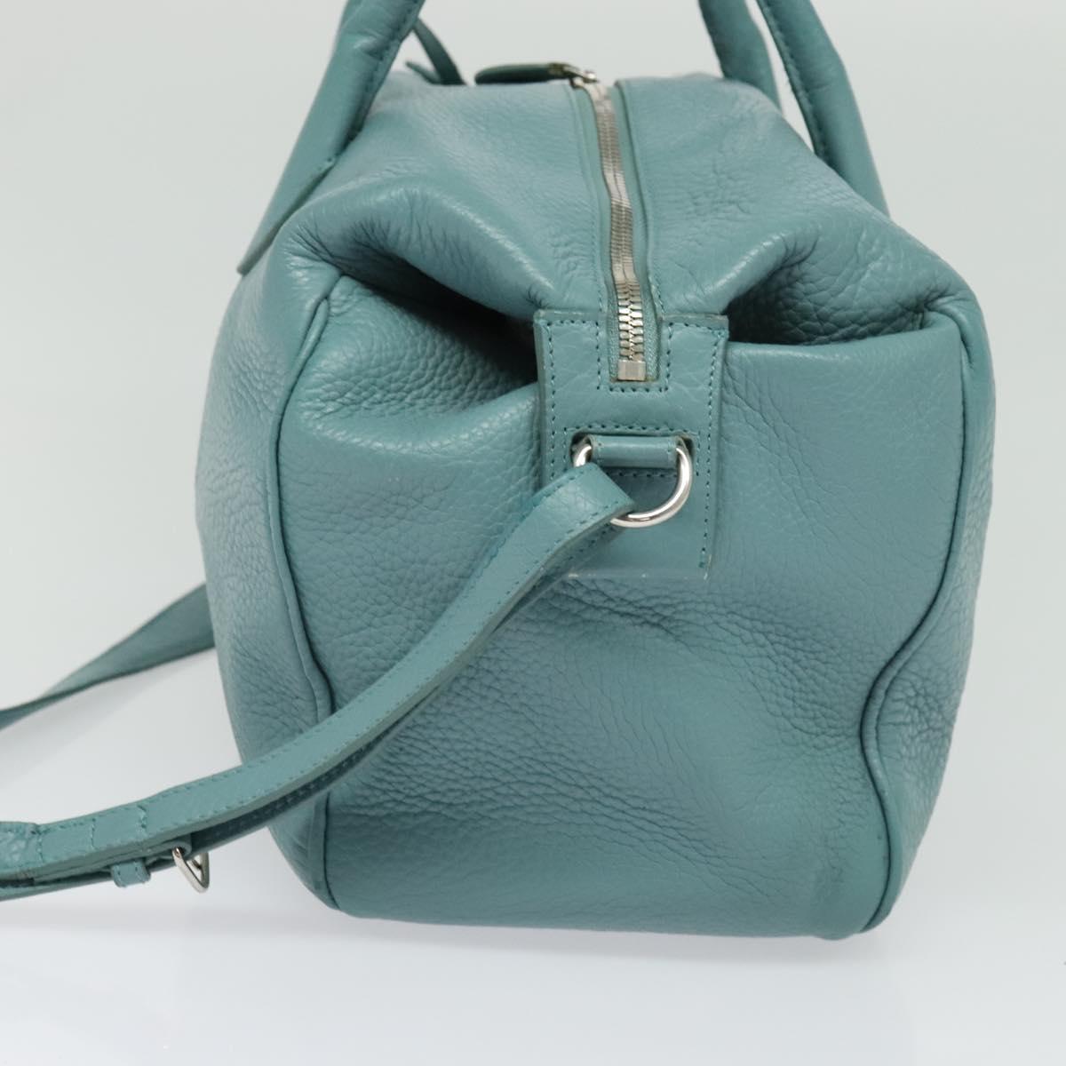 BALENCIAGA Hand Bag Leather 2way Blue Silver Auth bs28319