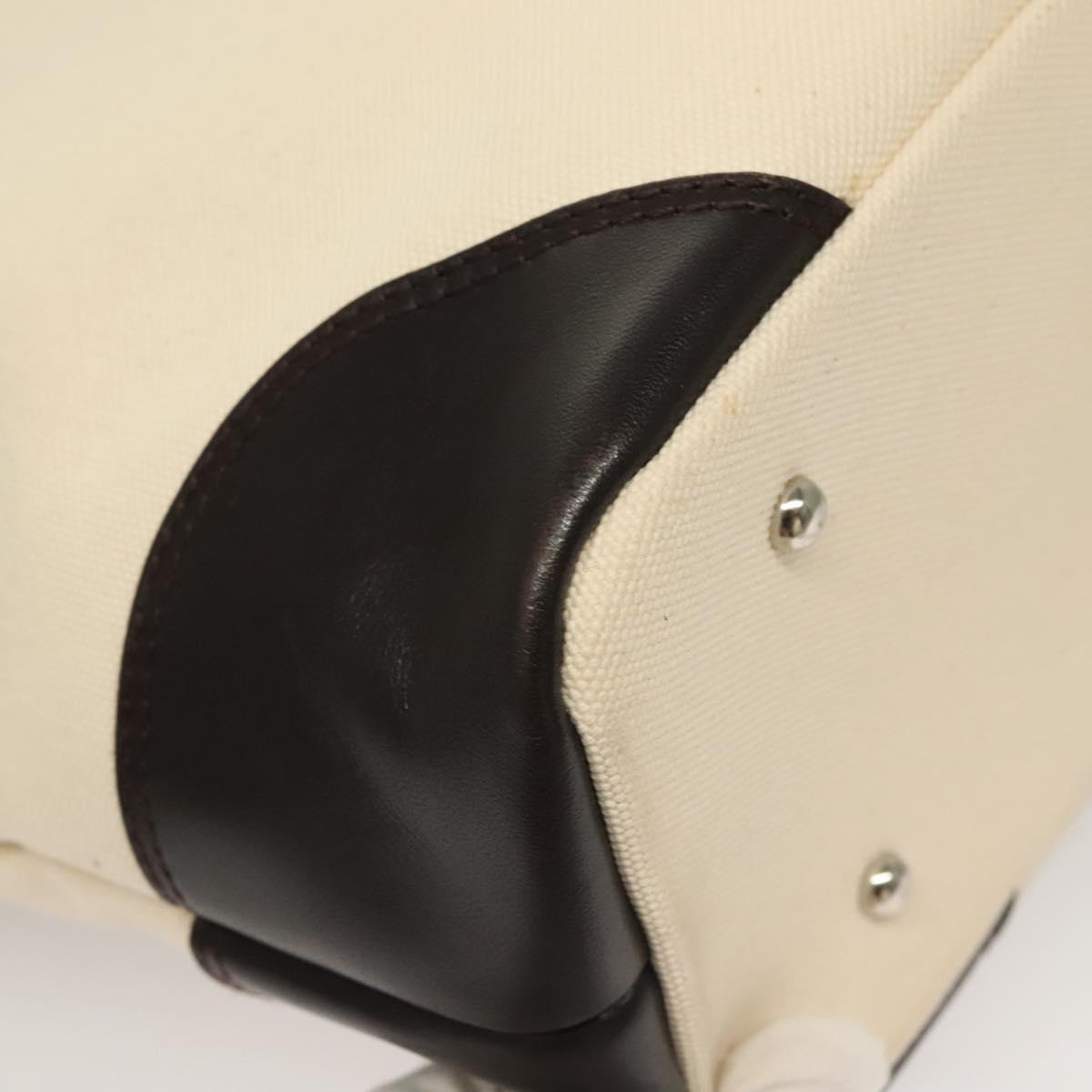 BURBERRY Tote Bag Canvas Leather White Silver Auth bs28323