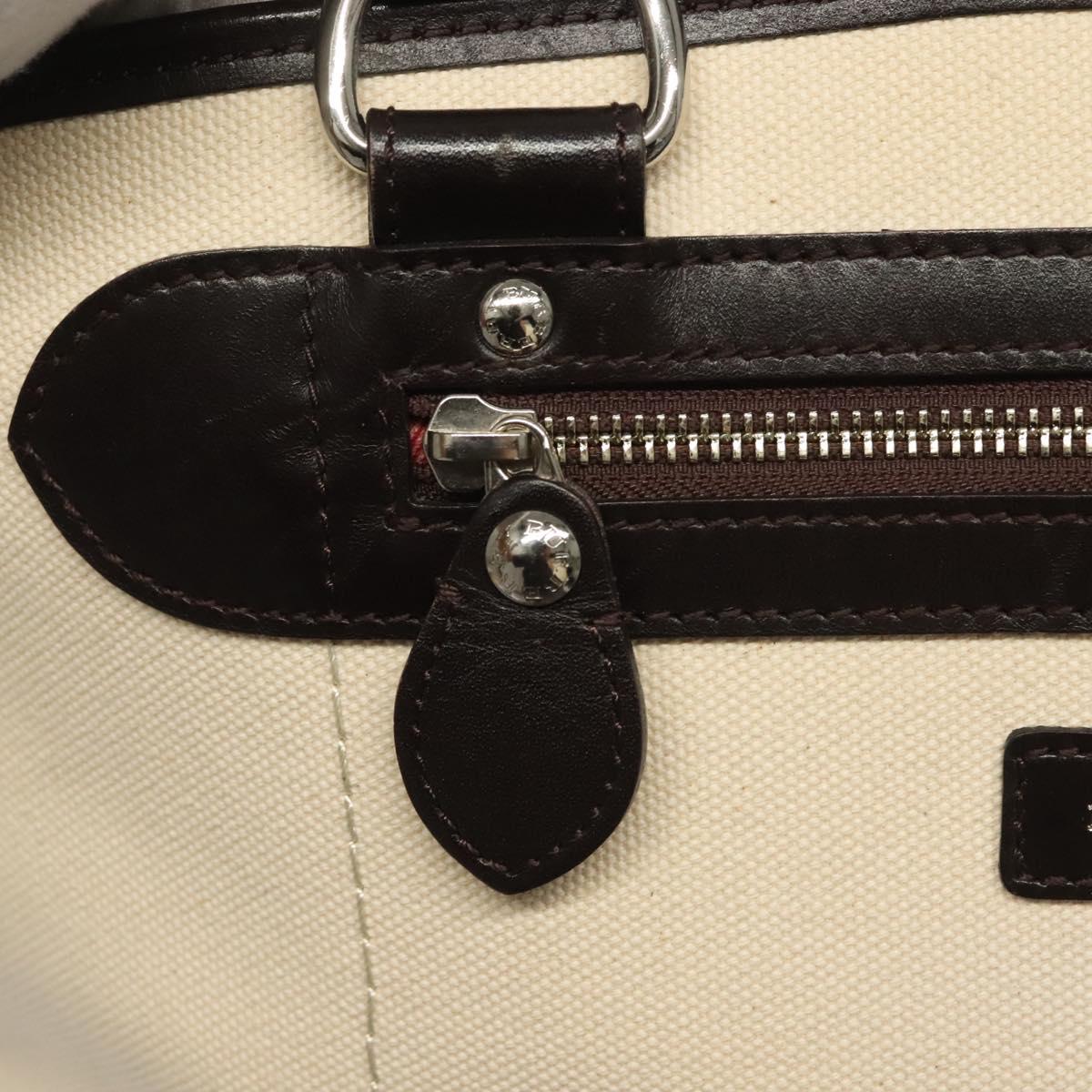 BURBERRY Tote Bag Canvas Leather White Silver Auth bs28323