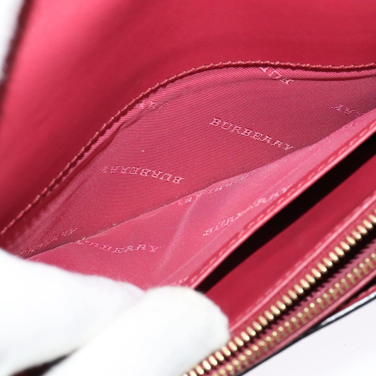 BURBERRY Chain Wallet Leather Pink Gold Auth bs28328