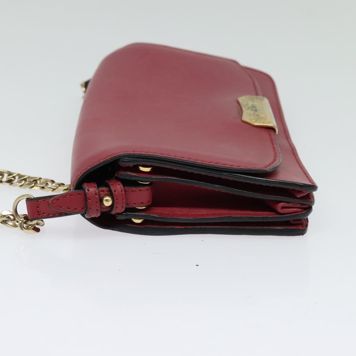 BURBERRY Chain Wallet Leather Pink Gold Auth bs28328