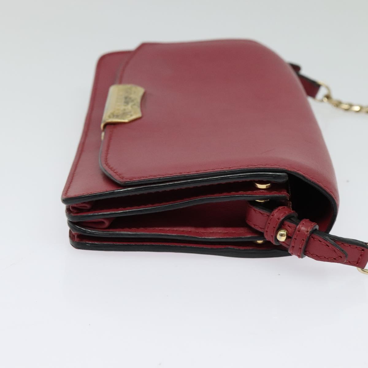 BURBERRY Chain Wallet Leather Pink Gold Auth bs28328
