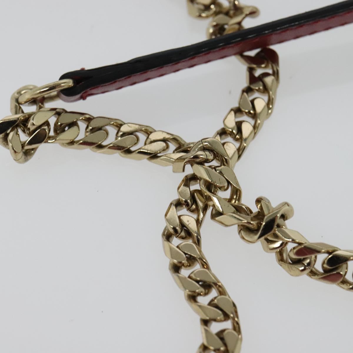 BURBERRY Chain Wallet Leather Pink Gold Auth bs28328