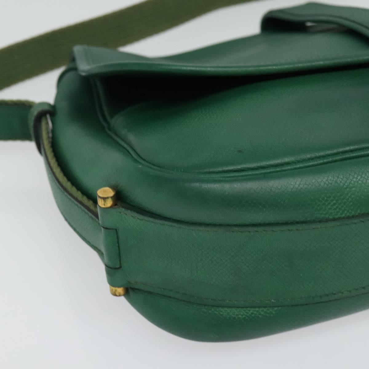 HERMES Shoulder Bag Leather Green Gold Auth bs28334