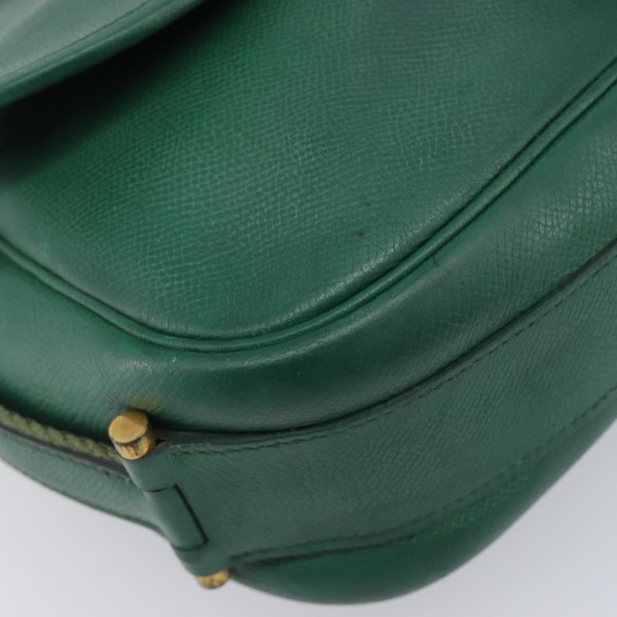 HERMES Shoulder Bag Leather Green Gold Auth bs28334
