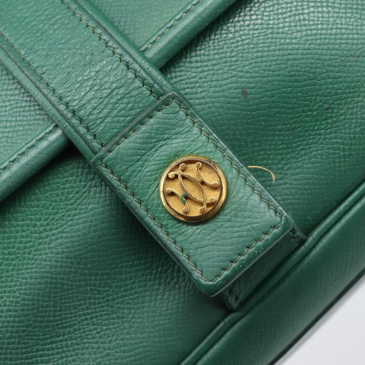 HERMES Shoulder Bag Leather Green Gold Auth bs28334