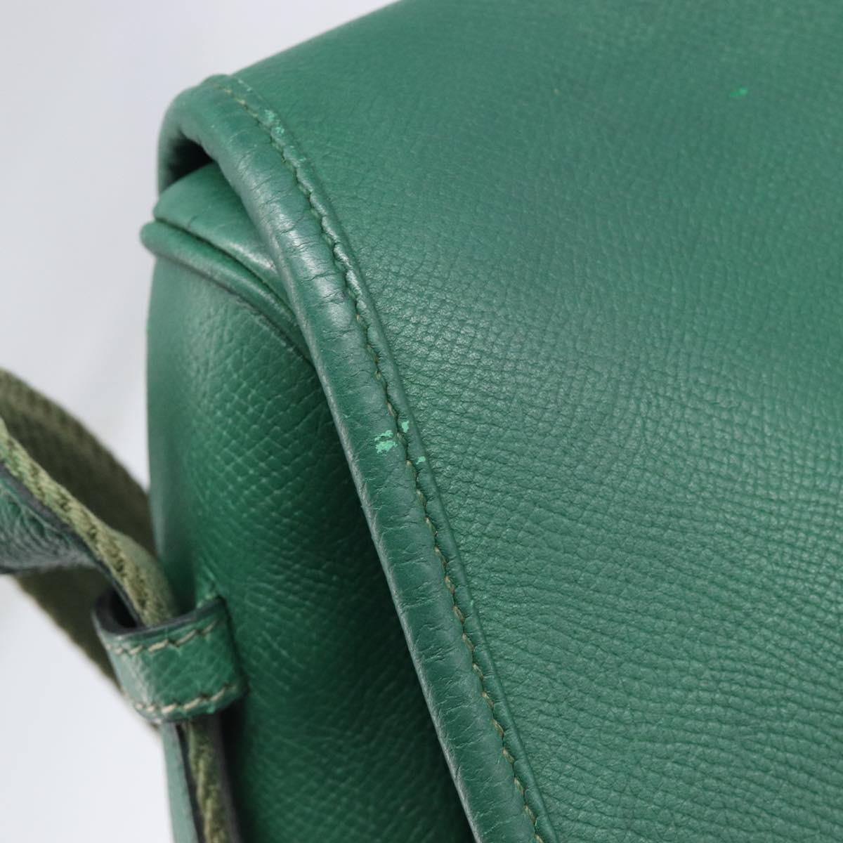 HERMES Shoulder Bag Leather Green Gold Auth bs28334