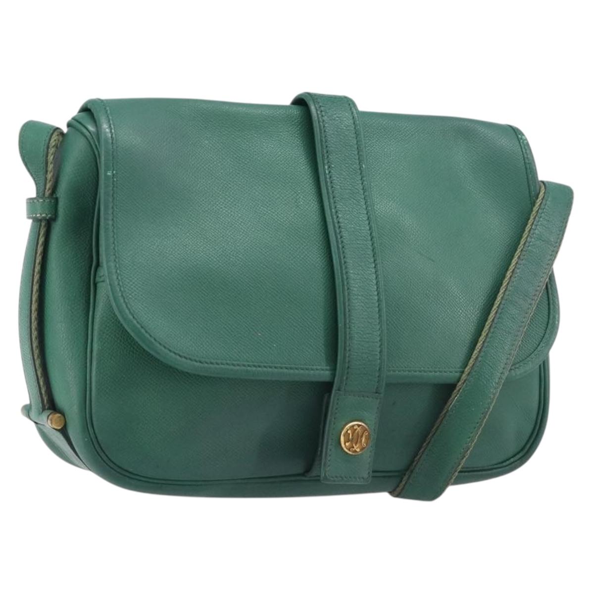 HERMES Shoulder Bag Leather Green Gold Auth bs28334