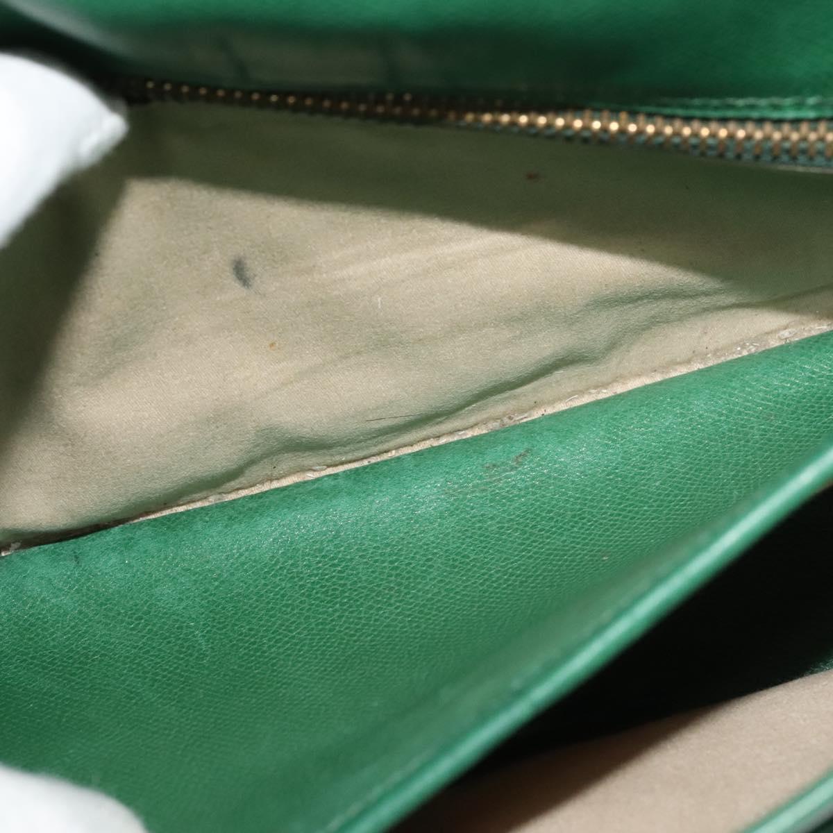 HERMES Shoulder Bag Leather Green Gold Auth bs28334