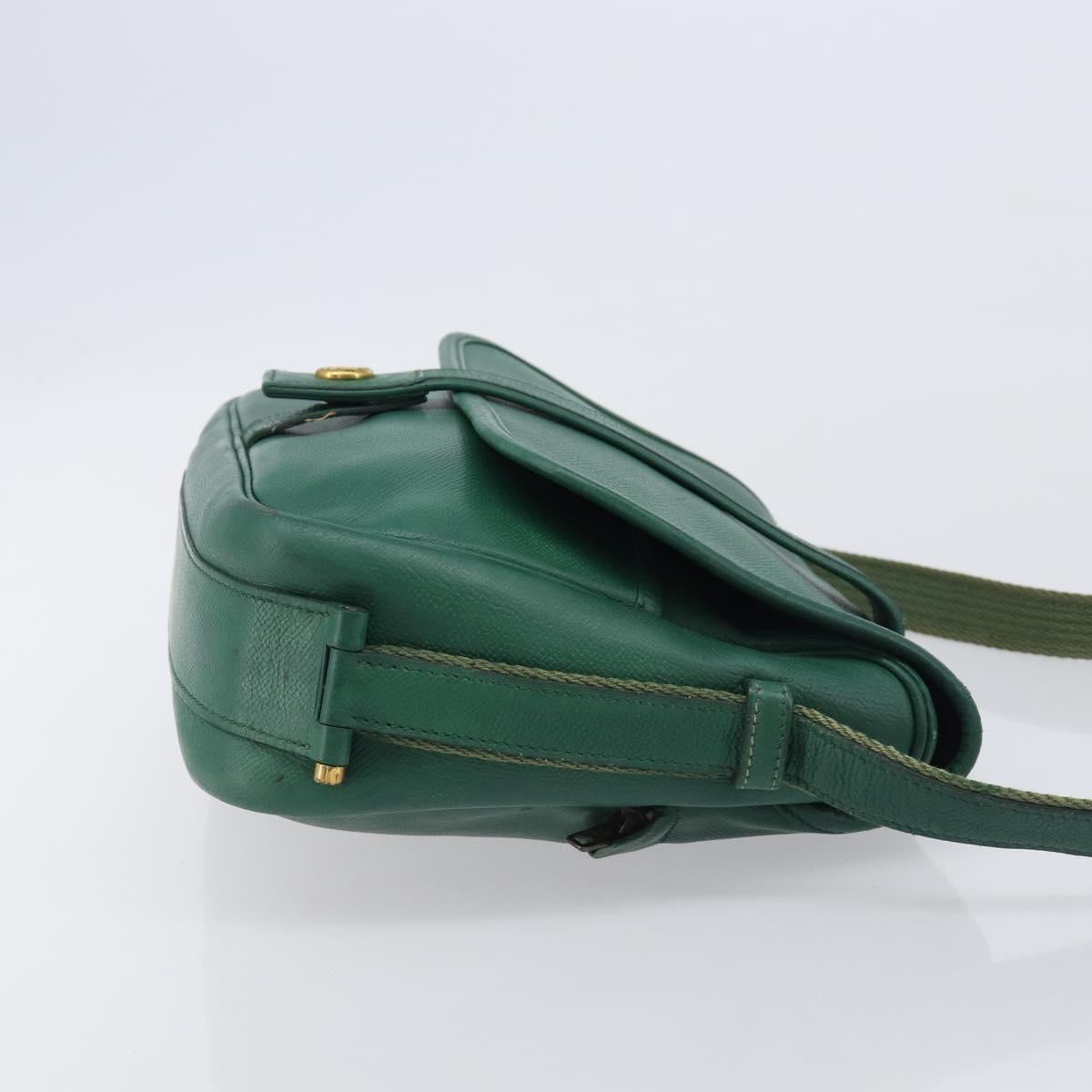 HERMES Shoulder Bag Leather Green Gold Auth bs28334
