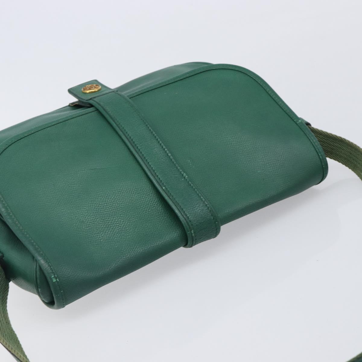 HERMES Shoulder Bag Leather Green Gold Auth bs28334