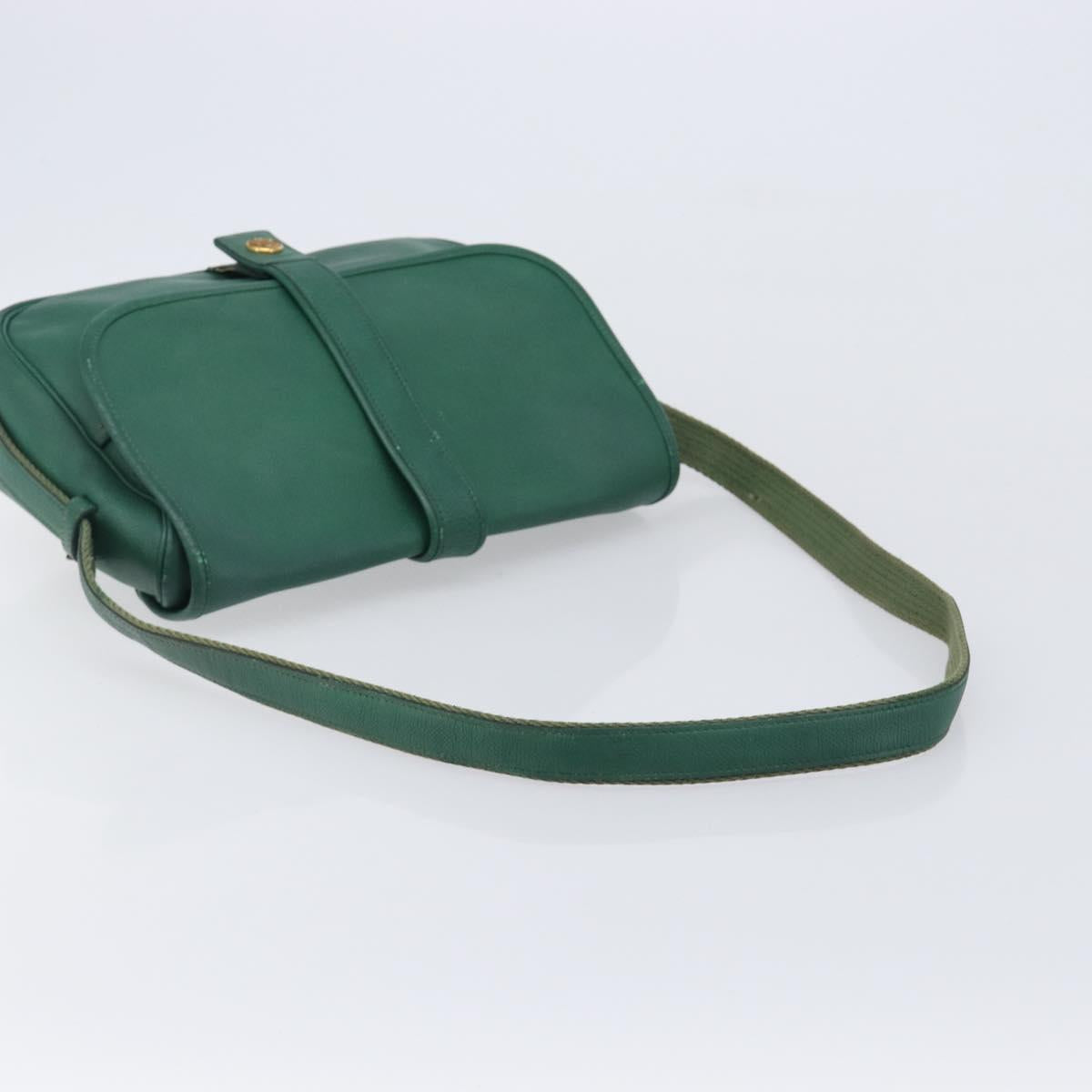 HERMES Shoulder Bag Leather Green Gold Auth bs28334