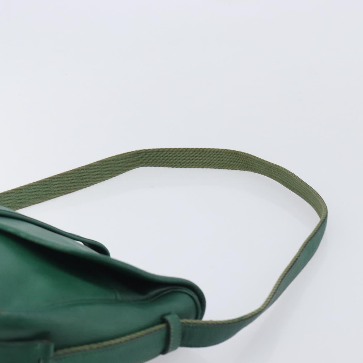HERMES Shoulder Bag Leather Green Gold Auth bs28334