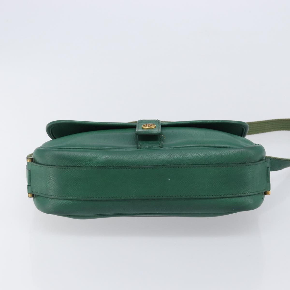 HERMES Shoulder Bag Leather Green Gold Auth bs28334