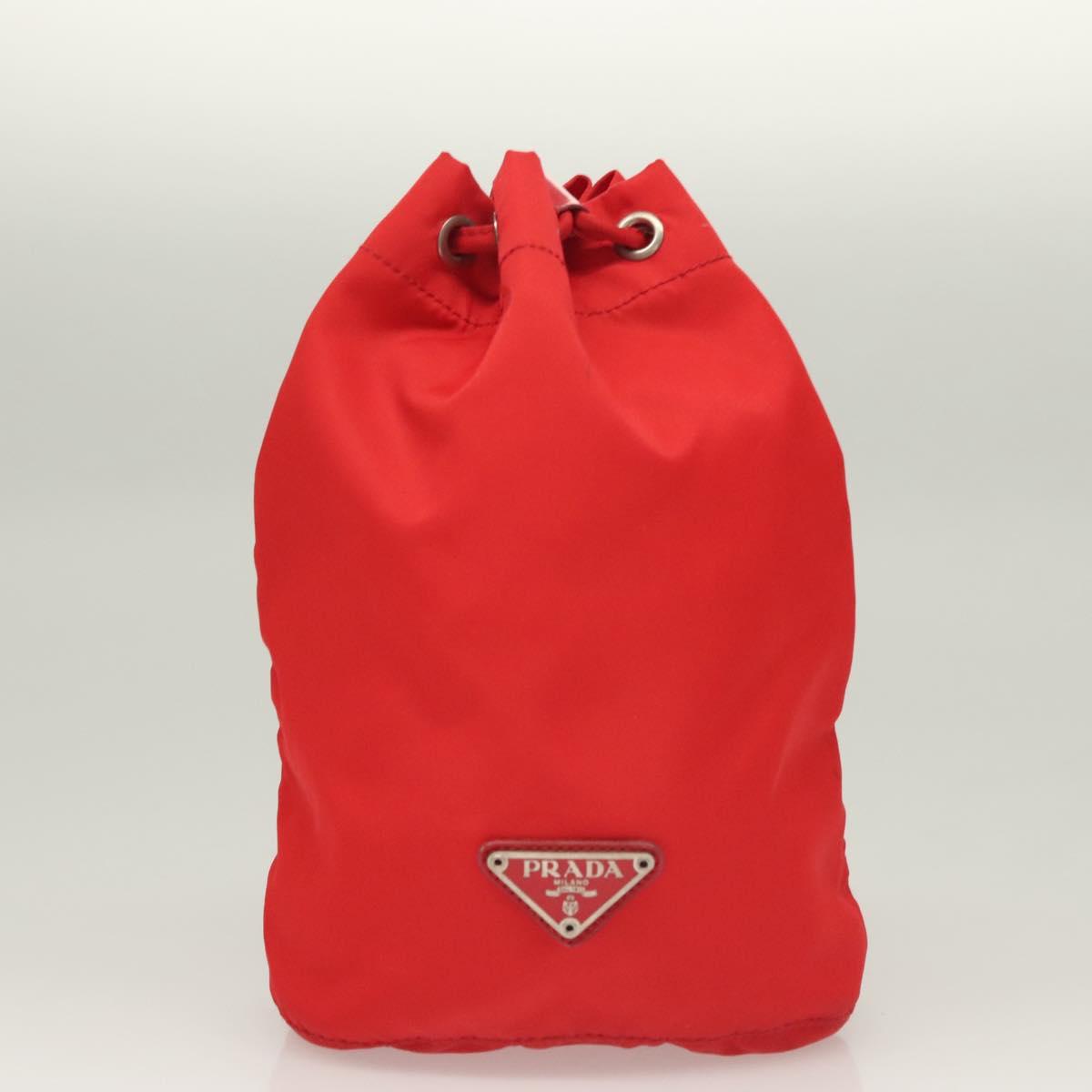 PRADA Pouch Nylon 2Set Red Black Auth bs28341