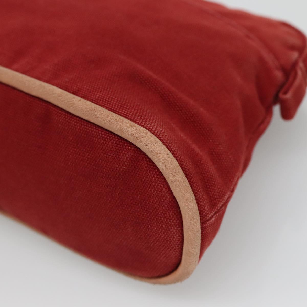 HERMES Bolide Pouch Canvas 2Set Beige Red Silver Auth bs28345